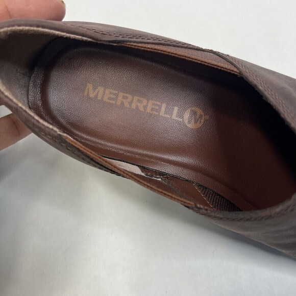 Merrell Moc Women’s Brown Oil Tan Leather Mules Clogs Sz 6.5 - Picture 7 of 11